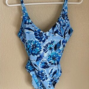 NWT Andie Blue Floral Girls' One-Piece Swimsuit